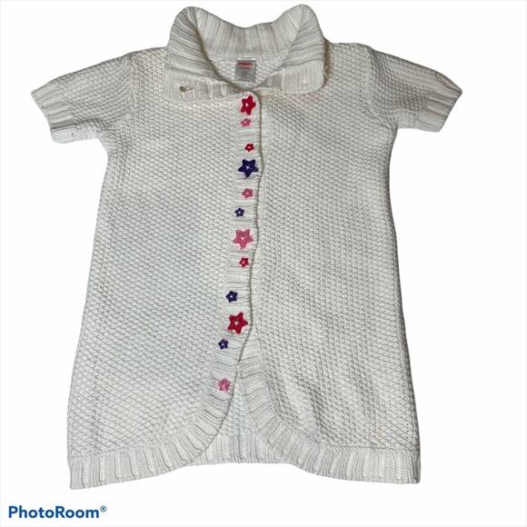 GYMBOREE SWEATER Crochet SHIFT DRESS Star button S - Picture 1 of 5